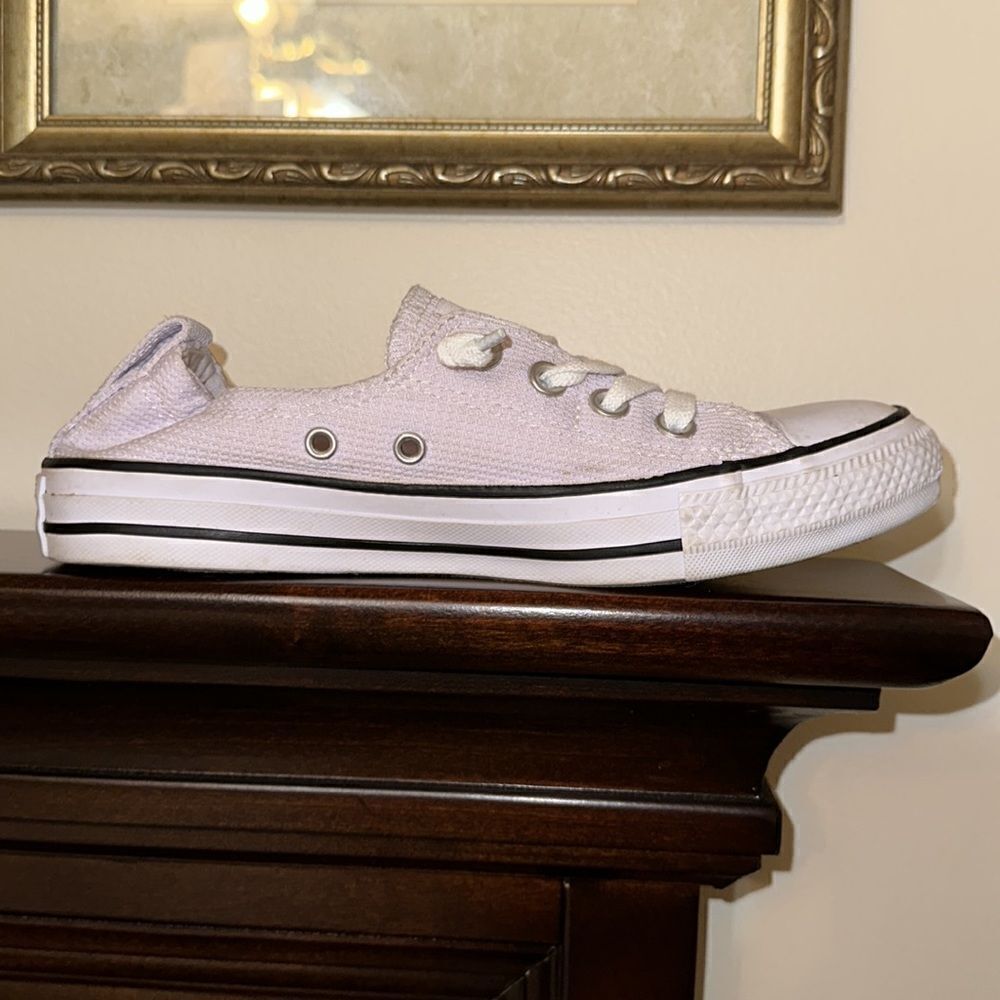 Converse 7 Women’s White Textured Canvas Slip On Lace up Skateboard Shoes Sneaks - Picture 6 of 15